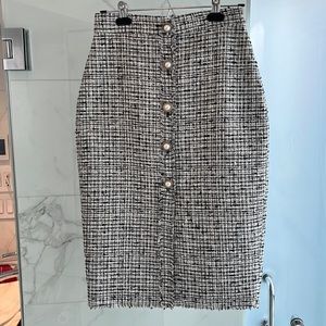 Babaton black & white tweed pencil skirt